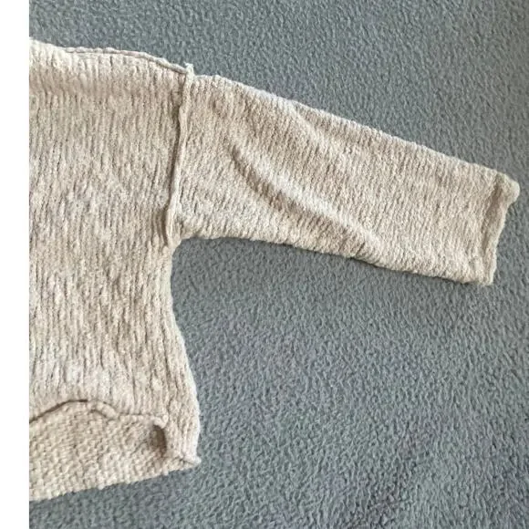 Free People Sweater Small Oversized Turtleneck Pullover Chunky Cream Beach Boho - Picture 4 of 16